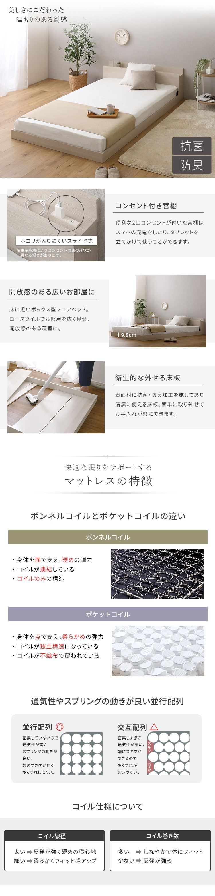 棚・コンセント付きデザインフロアベッド 商品説明画像2