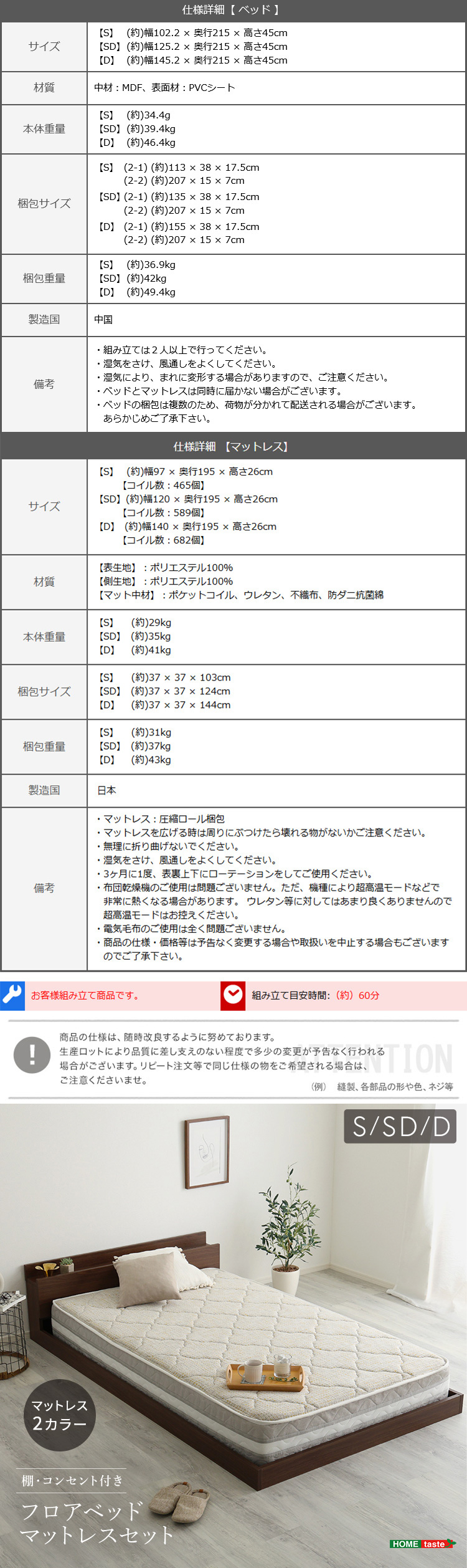 デザインフロアベッド 日本製ポケットコイルデザインマットレスセット 商品説明画像6