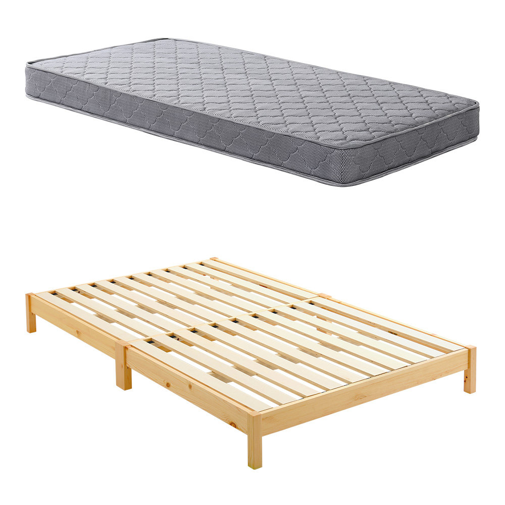 組立簡単ベッド ロータイプ ベッド＋マットレスセット バリエーション画像1