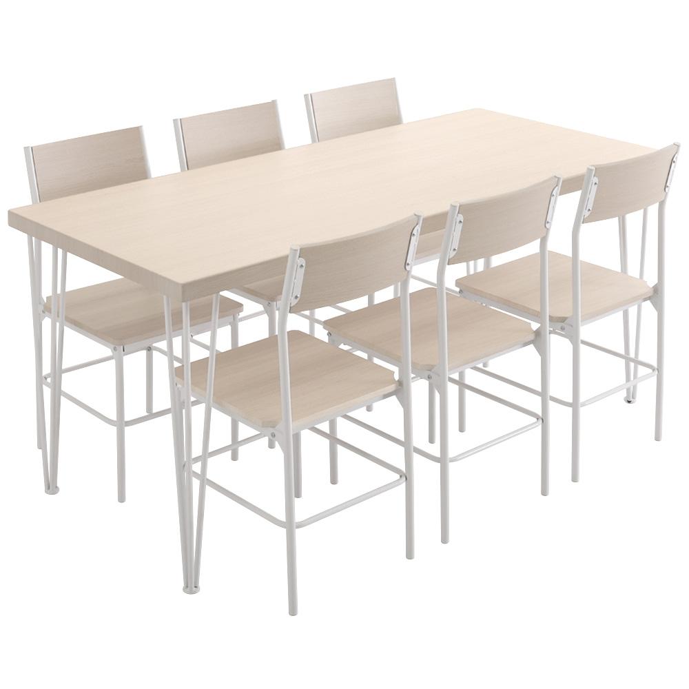 さわやかな背もたれ付きオシャレダイニング7点セット(テーブル＋チェア6脚) Frais フレ バリエーション画像1