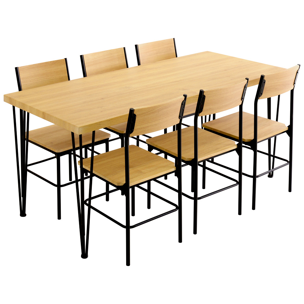 ヴィンテージ背もたれ付きダイニング7点セット(テーブル＋チェア6脚) バリエーション画像1