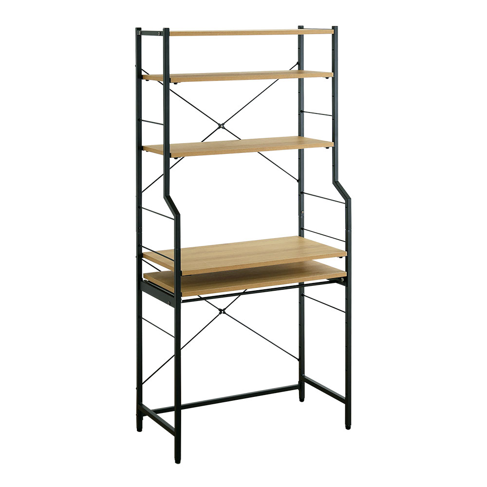 ヴィンテージ調 調節可能スライド棚付きワイドハイタイプデスク バリエーション画像1