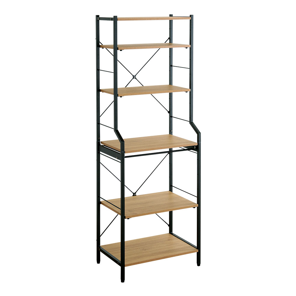 ヴィンテージ調 調節可能スライド棚付きレンジラック6段 幅60cm バリエーション画像1