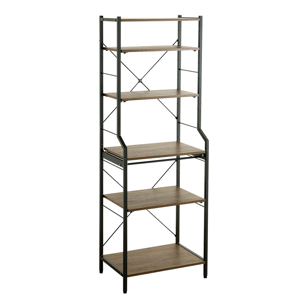 ヴィンテージ調 調節可能スライド棚付きレンジラック6段 幅60cm バリエーション画像2