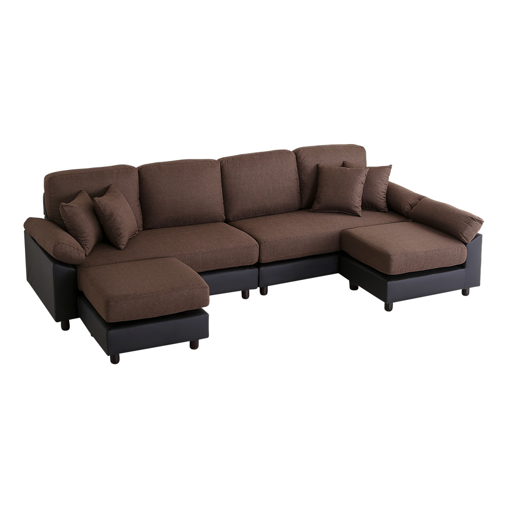 6人掛けコーナーソファ ファブリック×PVCレザータイプ SPACIO バリエーション画像1