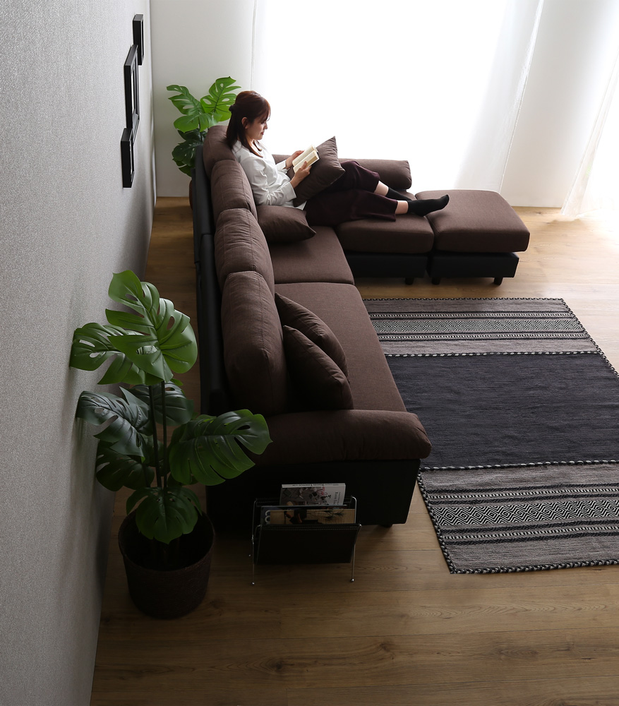 6人掛けコーナーソファ ファブリック×PVCレザータイプ SPACIO 追加画像5