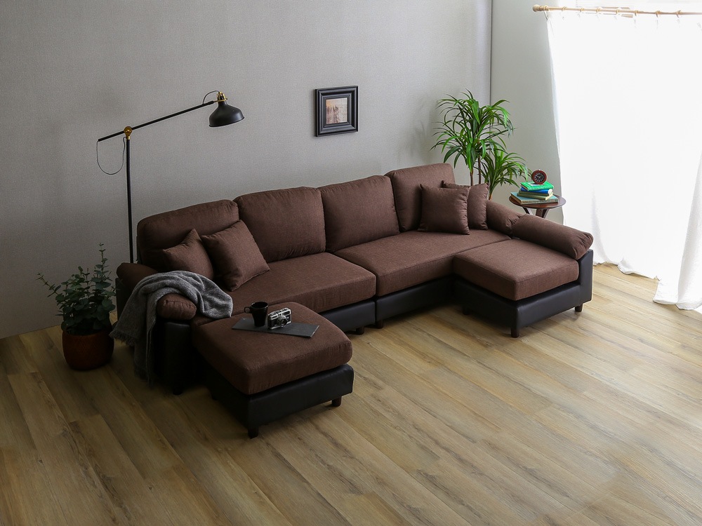 6人掛けコーナーソファ ファブリック×PVCレザータイプ SPACIO 追加画像9