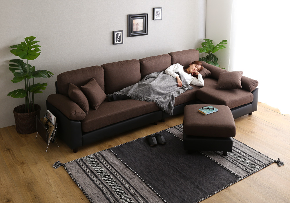 6人掛けコーナーソファ ファブリック×PVCレザータイプ SPACIO 追加画像15