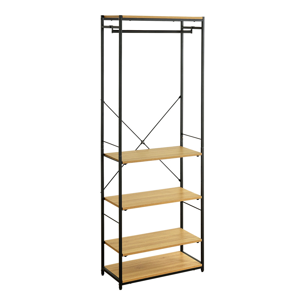 ヴィンテージ調 調節可能シューズラック付きハンガーラック 幅63cm バリエーション画像1