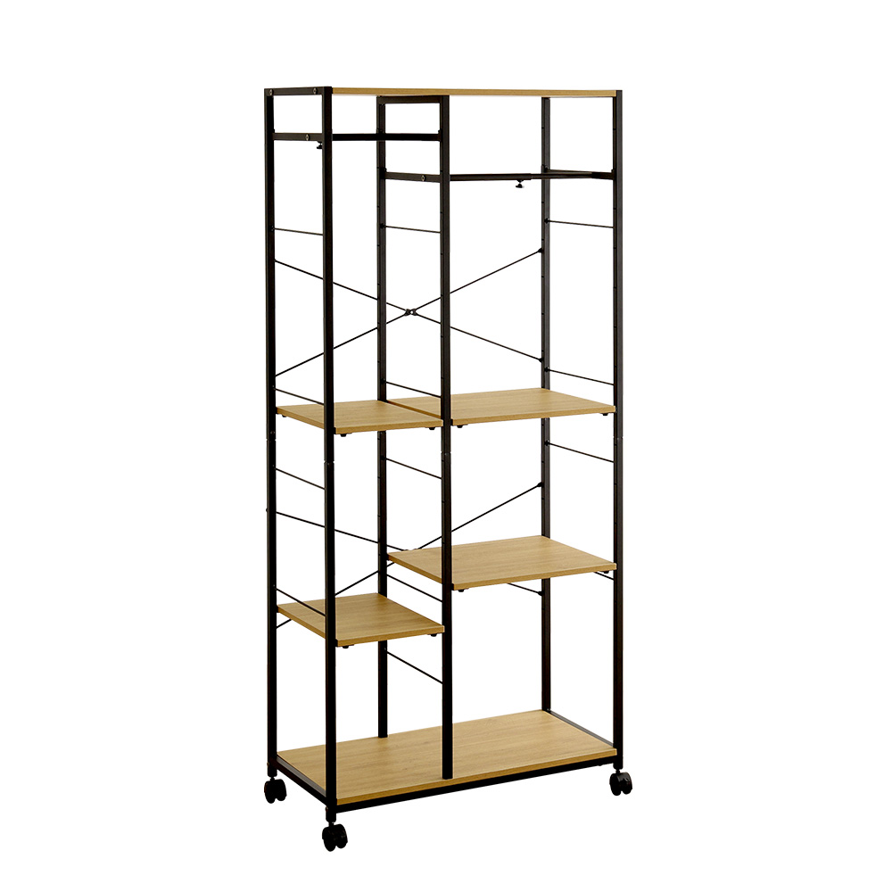 ヴィンテージ調 調節可能2連ハンガーラック 幅84cm バリエーション画像1