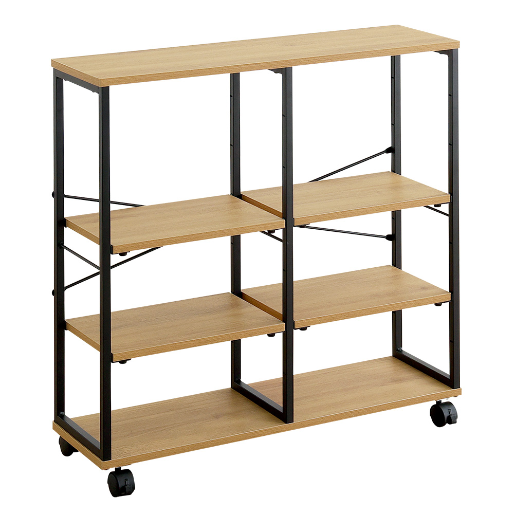 ヴィンテージ調 調節可能棚付きスリムワゴン 幅80cm バリエーション画像1