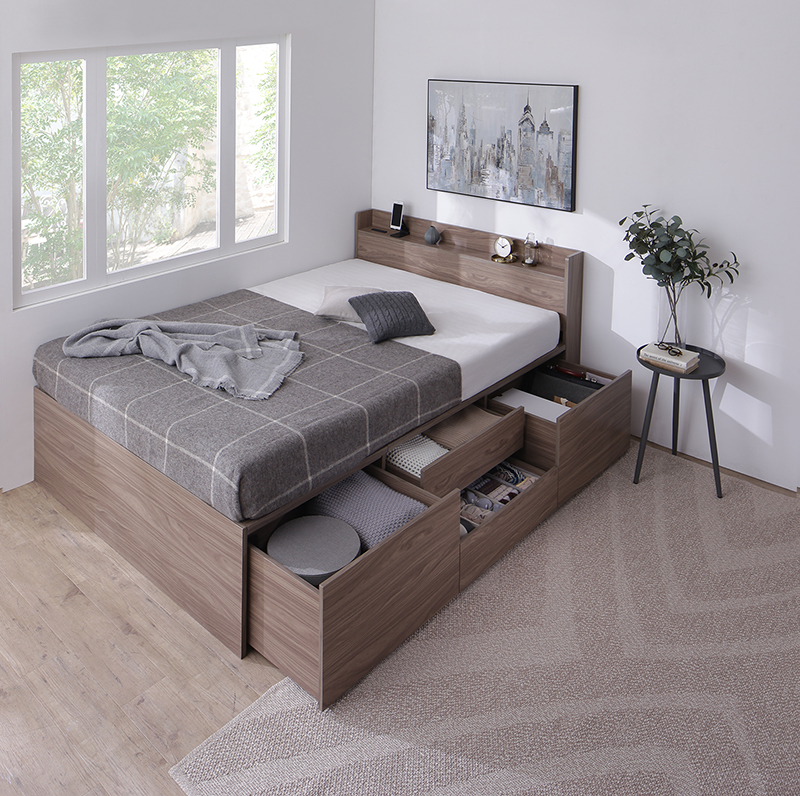 引き出し4杯 天然木調 大容量収納すのこチェストベッド KASANE 追加画像1