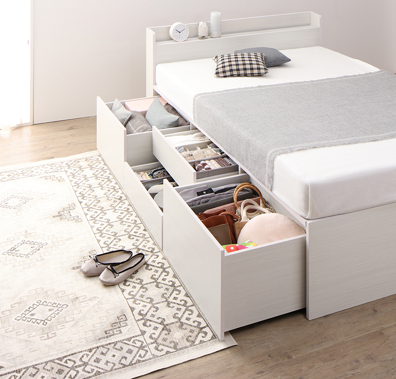 引き出し4杯 天然木調 大容量収納すのこチェストベッド KASANE 追加画像2