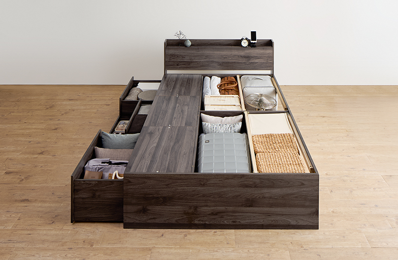 引き出し4杯 天然木調 大容量収納すのこチェストベッド KASANE 追加画像3