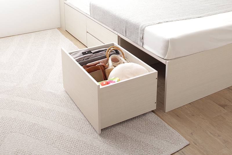 引き出し4杯 天然木調 大容量収納すのこチェストベッド KASANE 追加画像9