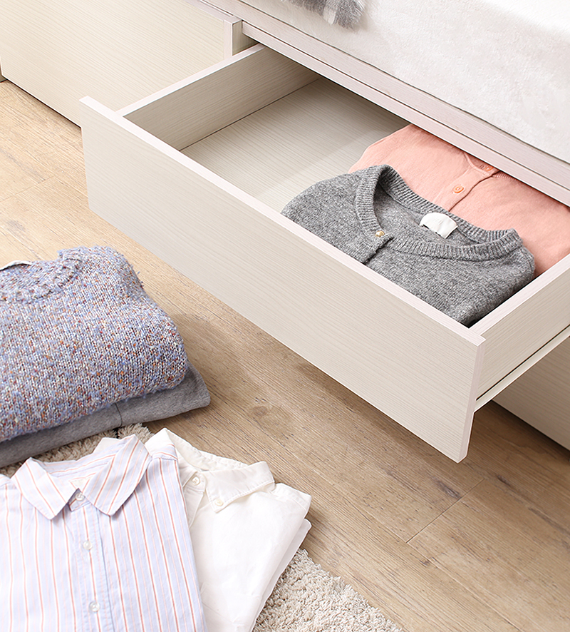 引き出し4杯 天然木調 大容量収納すのこチェストベッド KASANE 追加画像37