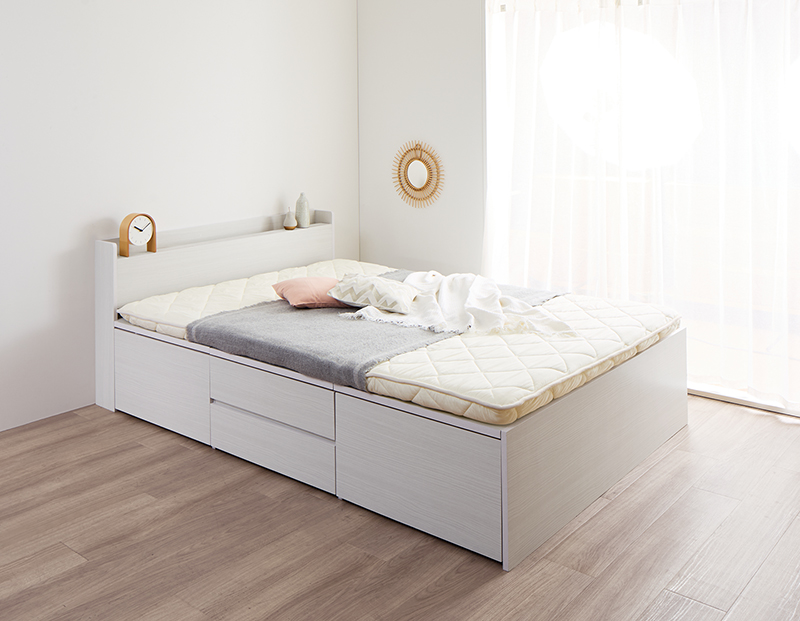 引き出し4杯 天然木調 大容量収納すのこチェストベッド KASANE 追加画像48