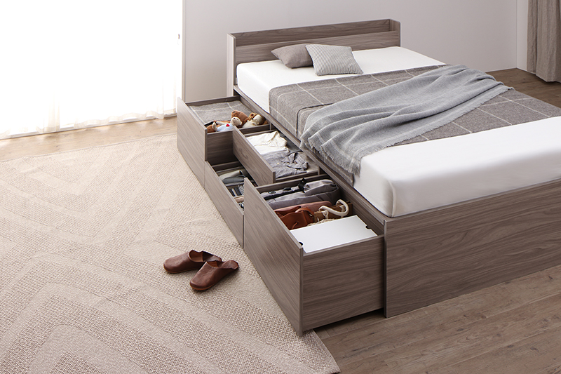 引き出し4杯 天然木調 大容量収納すのこチェストベッド KASANE 追加画像51