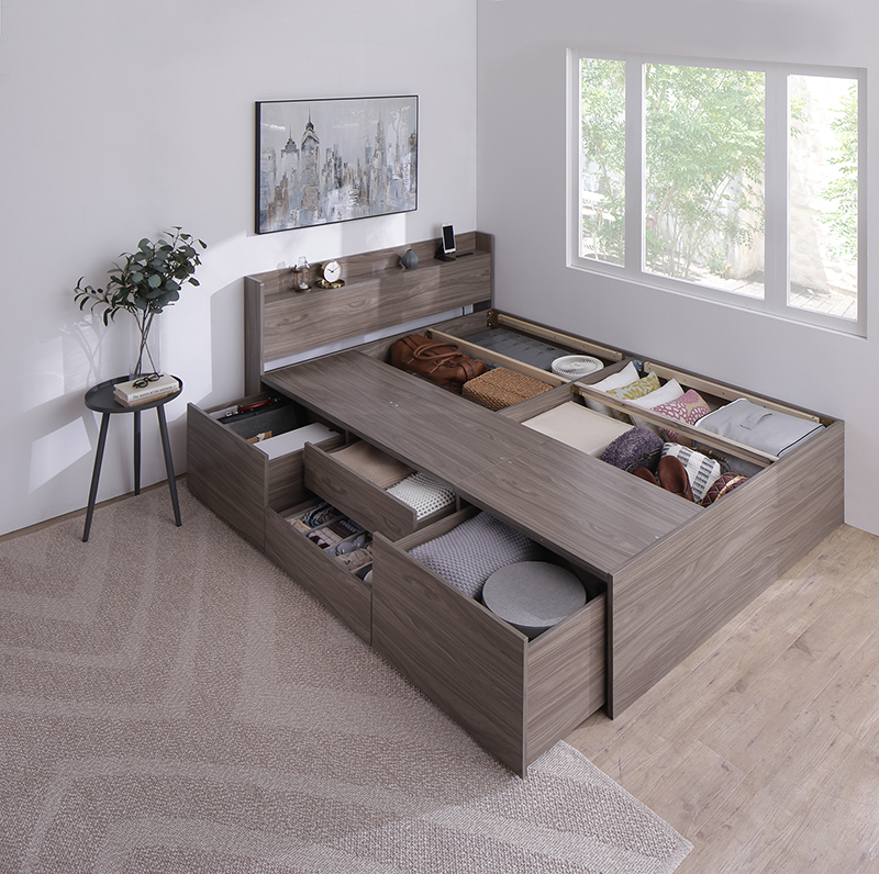 引き出し4杯 天然木調 大容量収納すのこチェストベッド KASANE 追加画像53