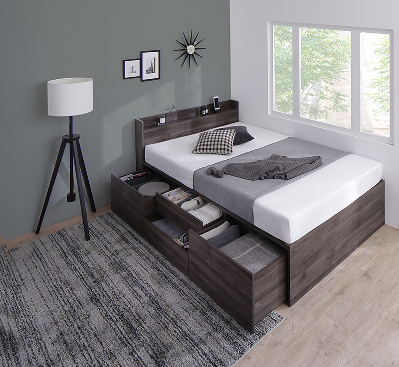 引き出し4杯 天然木調 大容量収納すのこチェストベッド KASANE 追加画像54