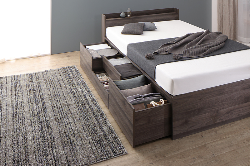 引き出し4杯 天然木調 大容量収納すのこチェストベッド KASANE 追加画像55