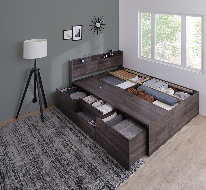 引き出し4杯 天然木調 大容量収納すのこチェストベッド KASANE 追加画像56