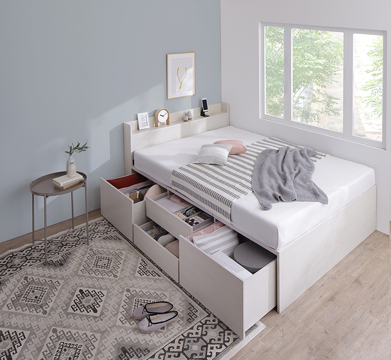 引き出し4杯 天然木調 大容量収納すのこチェストベッド KASANE 追加画像57