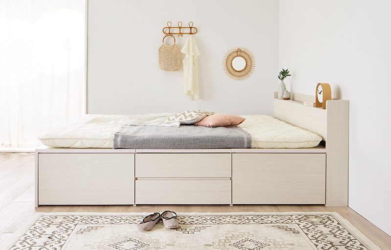 引き出し4杯 天然木調 大容量収納すのこチェストベッド KASANE 追加画像58