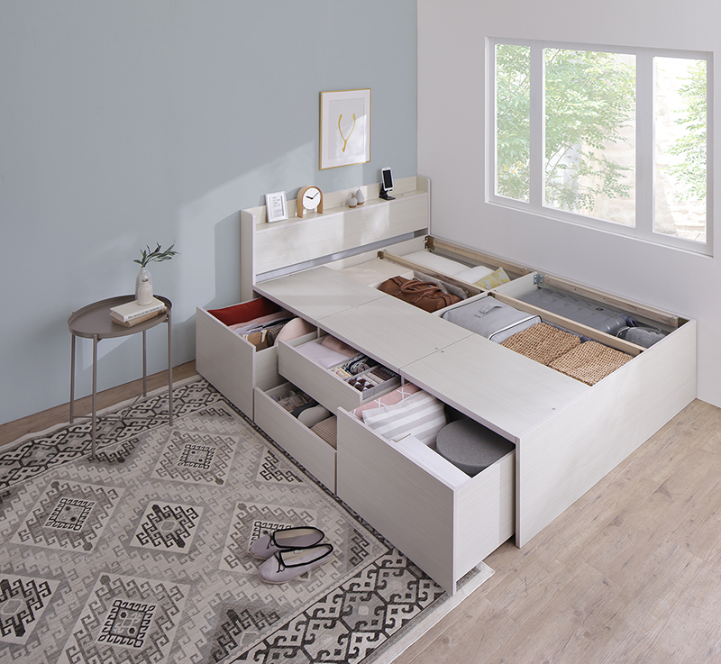 引き出し4杯 天然木調 大容量収納すのこチェストベッド KASANE 追加画像59