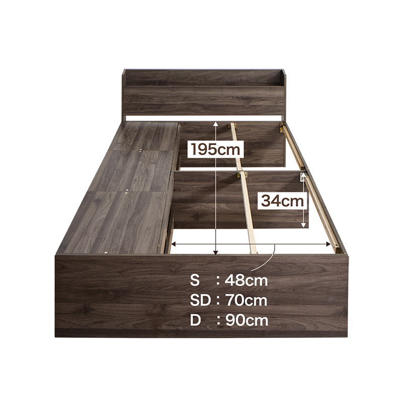 引き出し4杯 天然木調 大容量収納すのこチェストベッド KASANE 追加画像61