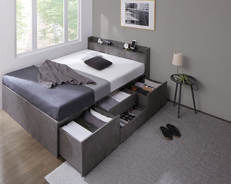 引き出し4杯 天然木調 大容量収納すのこチェストベッド KASANE 追加画像65