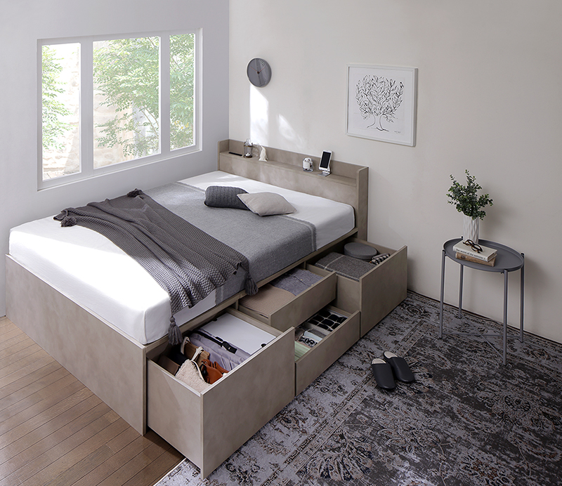 引き出し4杯 天然木調 大容量収納すのこチェストベッド KASANE 追加画像66