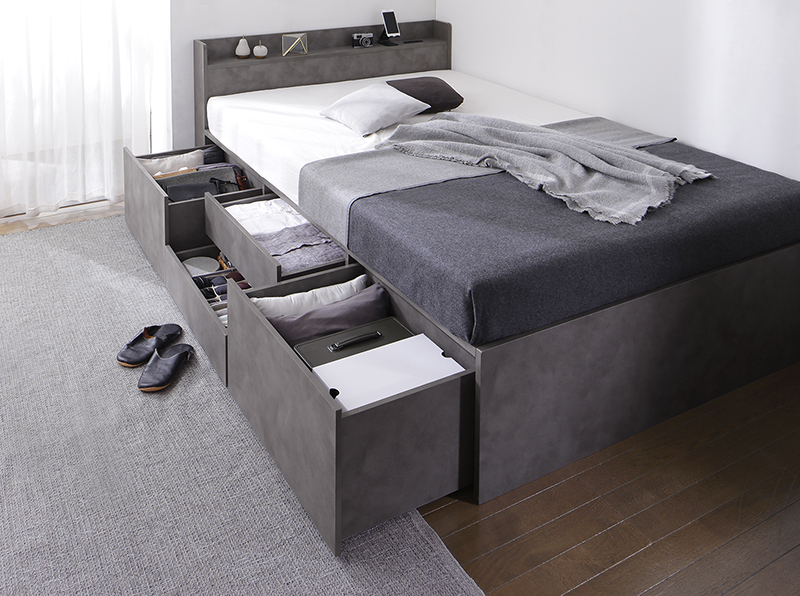 引き出し4杯 天然木調 大容量収納すのこチェストベッド KASANE 追加画像68