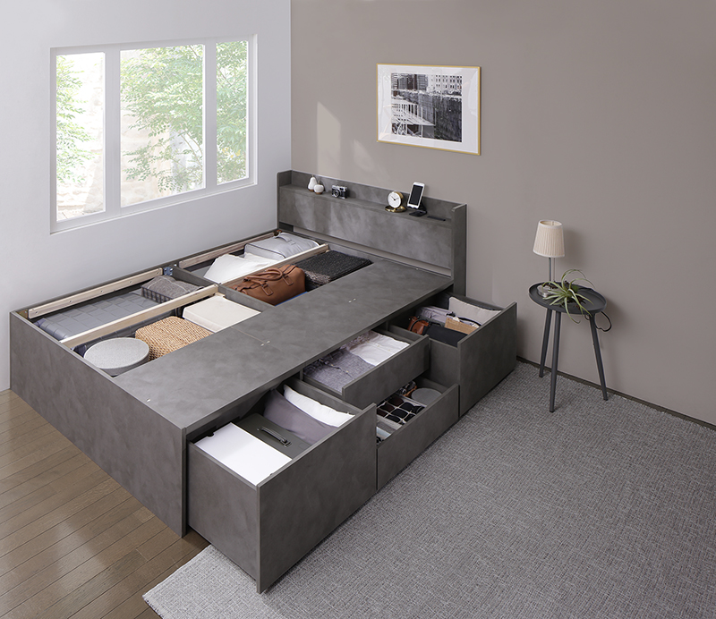 引き出し4杯 天然木調 大容量収納すのこチェストベッド KASANE 追加画像76