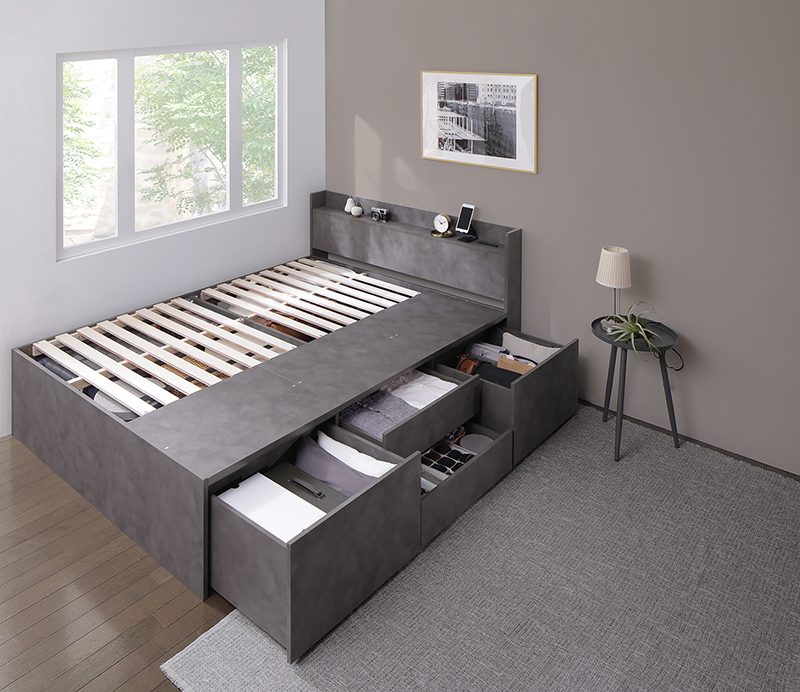 引き出し4杯 天然木調 大容量収納すのこチェストベッド KASANE 追加画像82