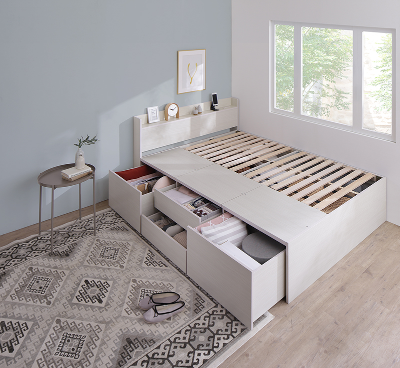 引き出し4杯 天然木調 大容量収納すのこチェストベッド KASANE 追加画像83