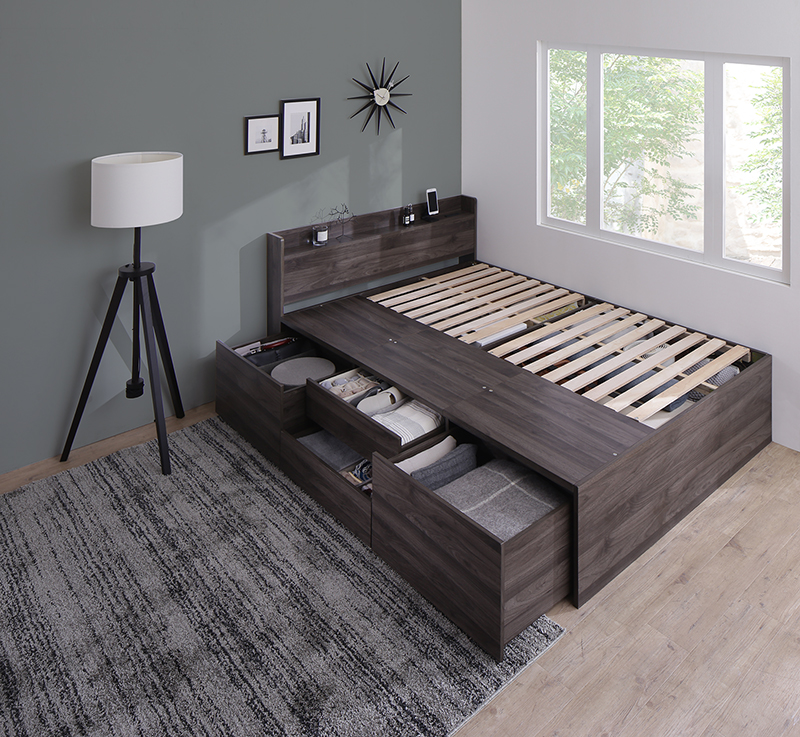 引き出し4杯 天然木調 大容量収納すのこチェストベッド KASANE 追加画像84