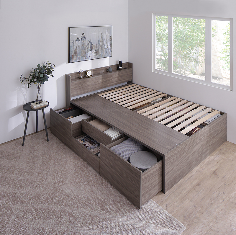 引き出し4杯 天然木調 大容量収納すのこチェストベッド KASANE 追加画像85