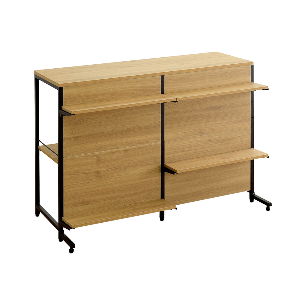 ヴィンテージ調 調節可能両面キッチンカウンターラック 幅120cm バリエーション画像1