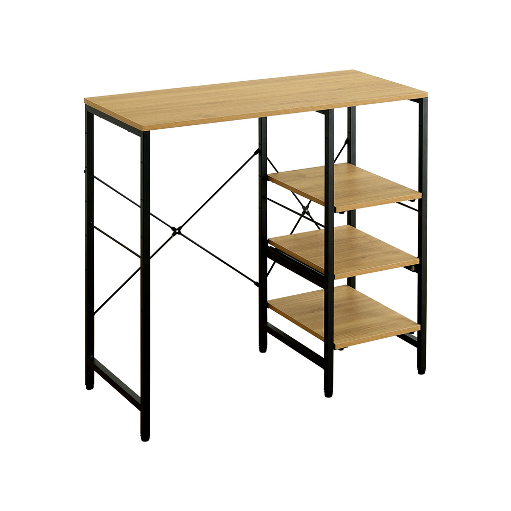 ヴィンテージ調 調節可能スライド棚付き ごみ箱上カウンター 幅90cm バリエーション画像1